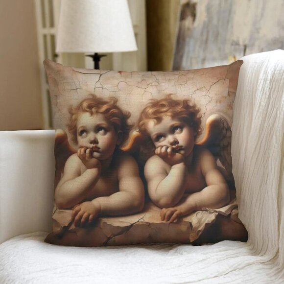 Thinking Cherubs Pillow Cherubim Putti Renaissance Gift Angel Bored Cupid NWT - Picture 1 of 7